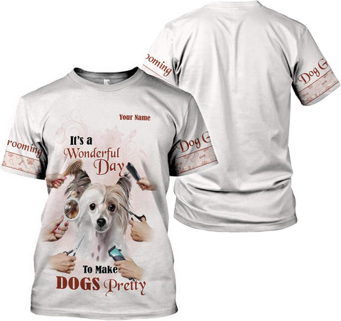 Mostprints Personalized Name Dog Groomer Shirt 3D, Funny Dog Groomer Apparel Shirts, Dog Groomer Gifts for Men and Women