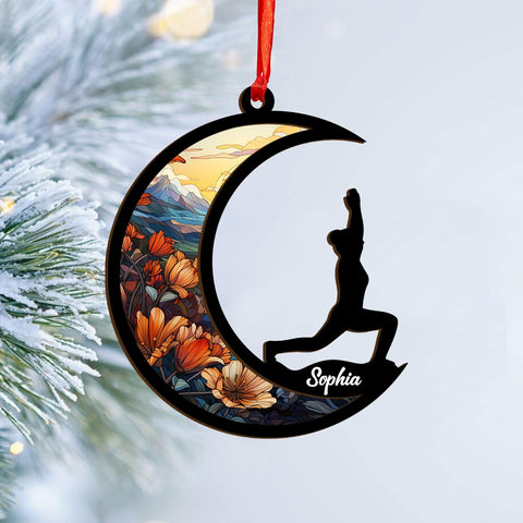 MAPrints Personalized Yoga Ornaments for Christmas Tree 2024, Yoga Suncatcher Wood Ornament, Yoga Player Lovers Gift, Custom Yoga Pose Brunette Girl Ornament, Meditation Ornament (Yoga 3)