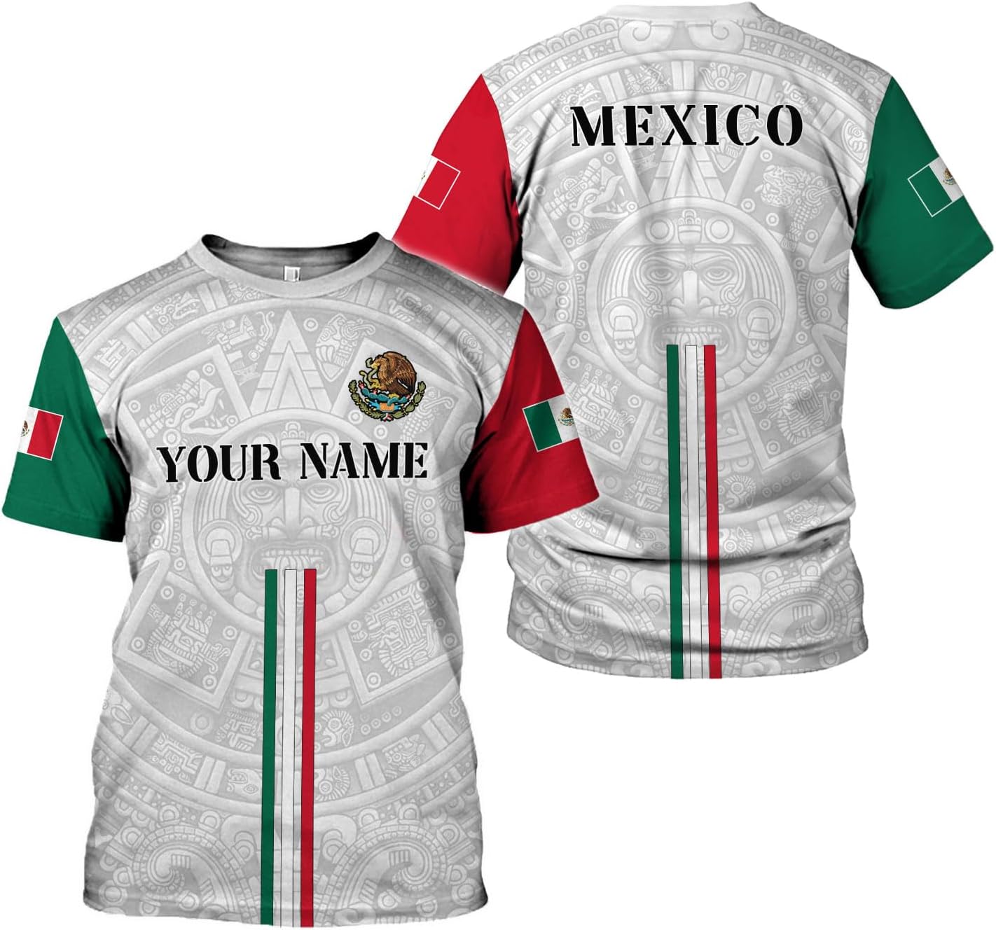 Mostprints Personalized Name Mexican Shirts for Men 3D Customized Mexico Shirts for Men Mexico Shirts for Women Mexico Shirt