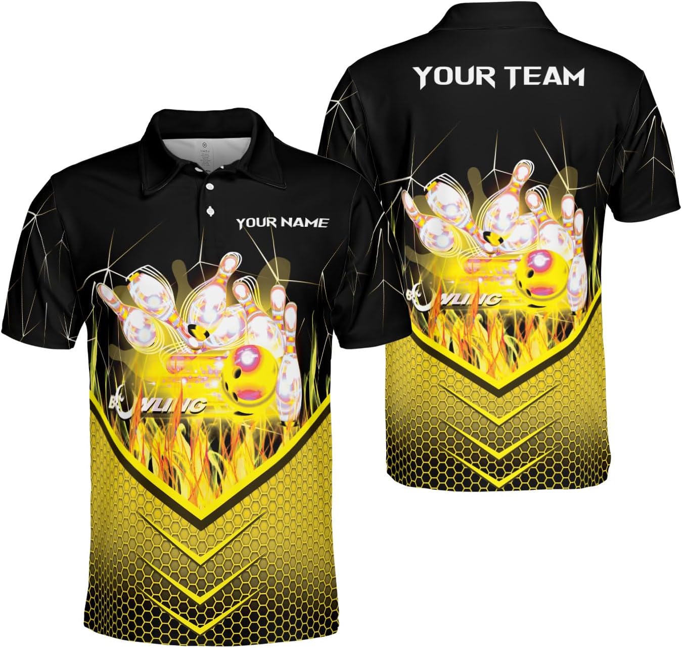 Mostprints Personalized Name Bowling Polo Shirts 3D for Men and Women, Bowling shirt, Bowling Shirts for Men Team Bowling Shirt