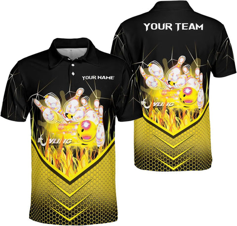 Ligthuy Personalized Name Bowling Polo Shirts 3D for Men and Women, Bowling Shirt, Bowling Shirts for Men Team Bowling Shirt