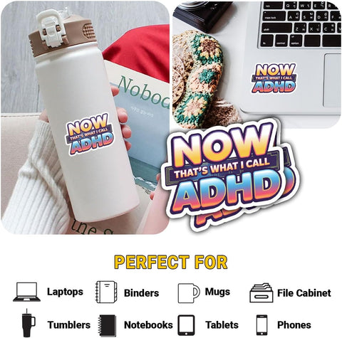Now That’s What I Call ADHD 3" Sticke, Funny Neurodivergent Humor Vinyl Decal Waterproof for Laptop, Water Bottle, Notebook, Tumbler – Gift for ADHD Friends, Students