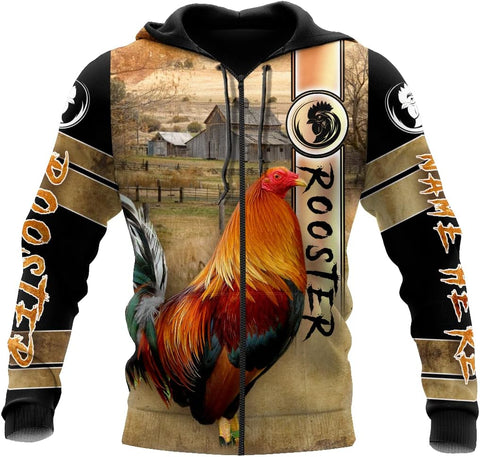 Personalized Rooster 3D gamefowl hoodies for men, mexican hoodie, rottweiler, fighting redbull batalla de los gallos Unisex T Shirt, Zip Up Sweatshirt Men Women HD552, 5X-Large