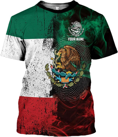 HomeDesign Custom Mexico Shirts Personalized Name Mexican 3D Flag Shirt for Men Women Aztec Unisex US Eagle Pride Camisas