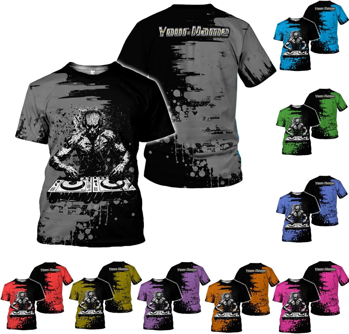 Personalized DJ Shirt, Custom DJ Shirts for Men DJ Player Music Lover DJ Gifts Music EDM Festival Cool DJ Party Djs Disc Tee