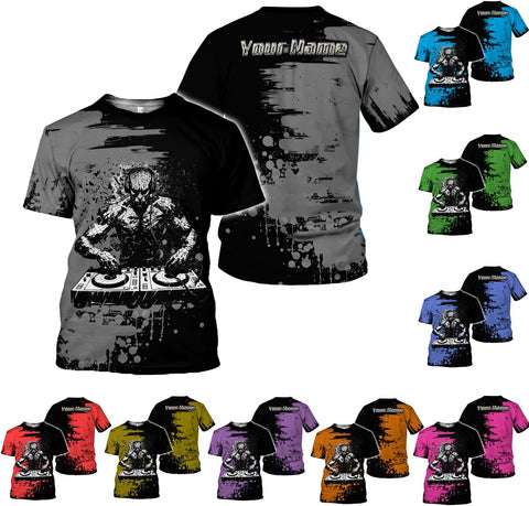 Personalized DJ Shirt, Custom DJ Shirts for Men DJ Player Music Lover DJ Gifts Music EDM Festival Cool DJ Party Djs Disc Tee