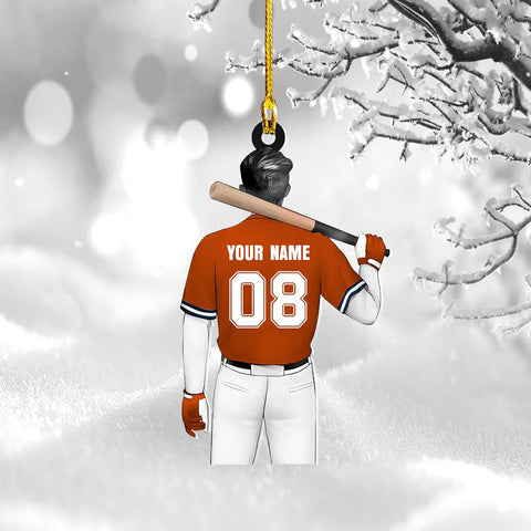 Artparel Personalized Baseball Ornament Christmas Tree Decoration Custom Baseball Christmas Ornament 2D Shape Flat Baseball Lover Gifts Beginner Baseball Players Ornament Gift (BB 4)