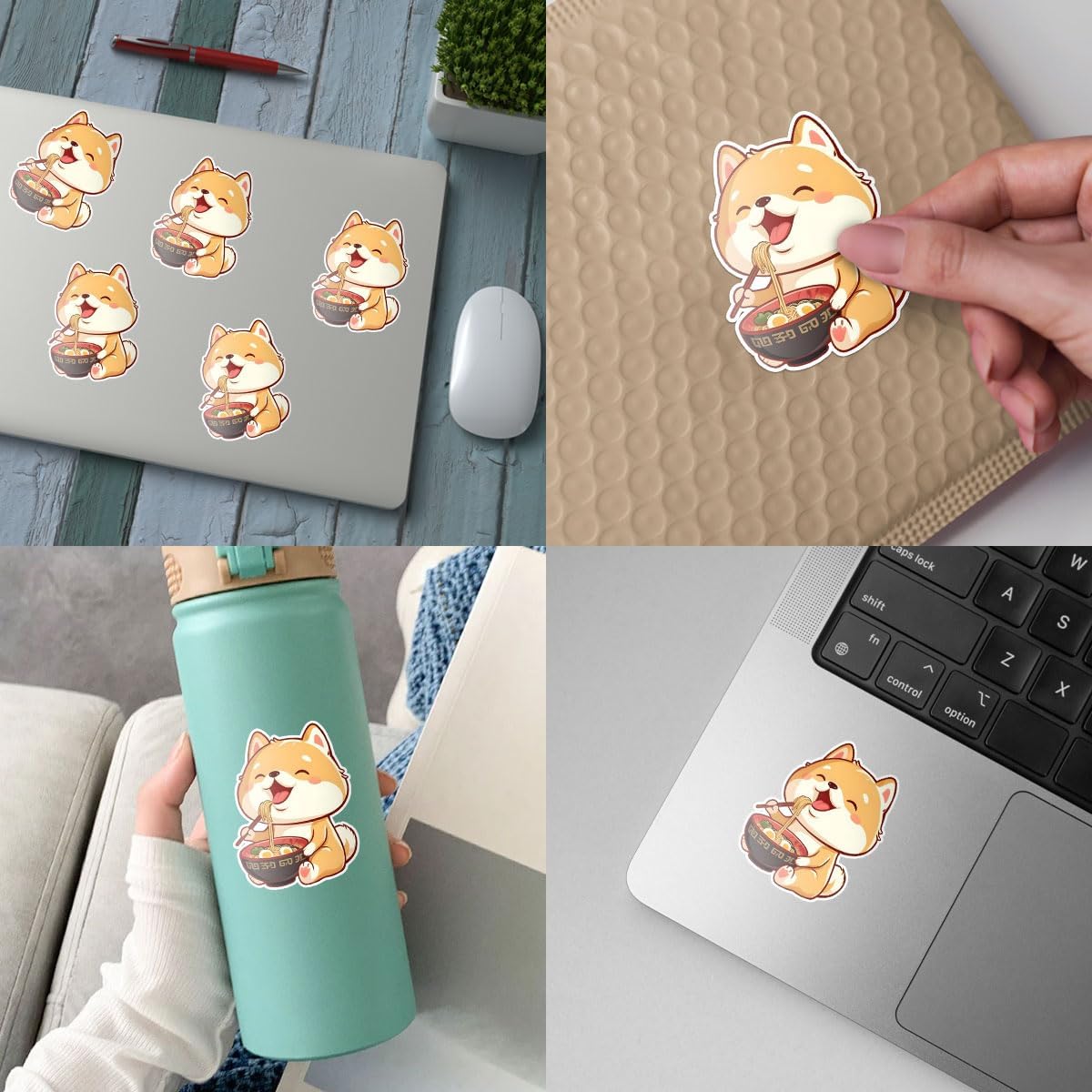 (3pcs) Shiba Inu Stickers, Shiba Inu Ramen Noodles Asian Sticker, Giant Asian Sticker- Stickers for Laptop Water Bottle Phone Car Window Helmet Vinyl Stickers 3 Inches