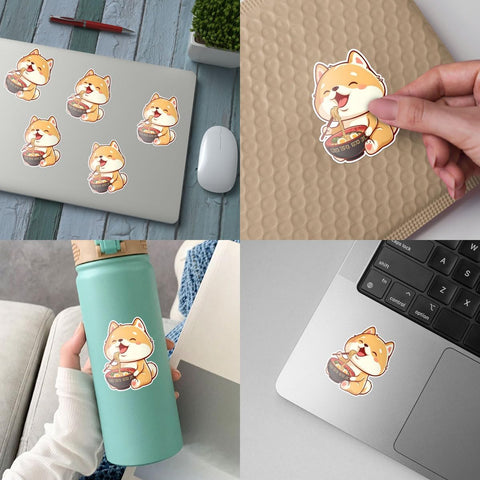 (3pcs) Shiba Inu Stickers, Shiba Inu Ramen Noodles Asian Sticker, Giant Asian Sticker- Stickers for Laptop Water Bottle Phone Car Window Helmet Vinyl Stickers 3 Inches