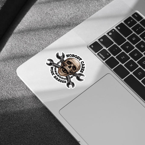 3 Pcs Nobody Cares Work Harder Stickers, Inspirational Quote Stickers Skull Mechanic Engineer Vinyl Sticker for Toolbox Instruction Helmet Welder Water Bottle Tumbler Phone Case 3"x3"