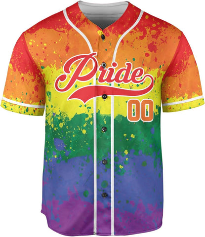 AOVL LGBT Pride Baseball Jersey Custom Rainbow Custom Shirt Month Love is Love Equality Gay Clothing Flag Jersey Team Name