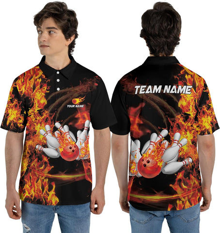 Intenprints Custom 3D Bowling Polo Shirts Personalized Jersey Men Women Team Name Unisex Bowling Shirt Jerseys