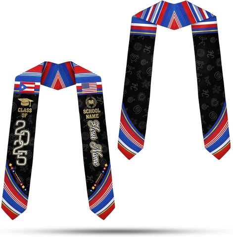Personalized Puerto Rican Graduation Stole, Puerto Rican Graduation Sash 2025, Puerto Rico Graduation Sash