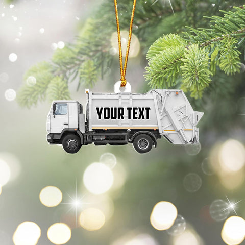 AOVL Personalized Garbage Truck Ornament 2024 Green Garbage Truck Ornament Green Garbage Truck Christmas Ornament 2024 Trash Truck Ornament Xmas Custom Garbage Truck Hanging Christmas Ornament (GT2)