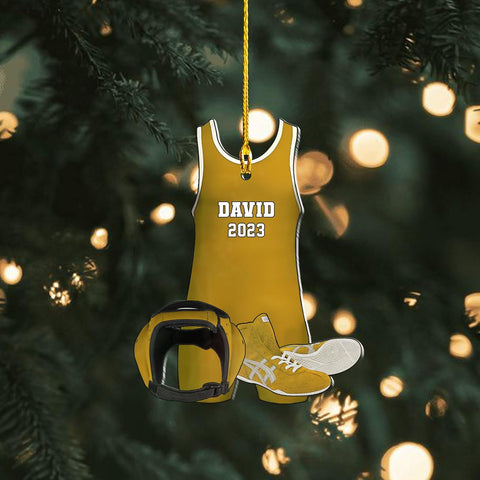 Personalized Wrestling Ornaments, Wrestling Christmas Ornament 2024, Boys Girls Wrestling Gifts Wrestler Christmas Ornaments, Wrestling Coach Gift for Wrestling Player Wrestling Helmet Ornament (W12)
