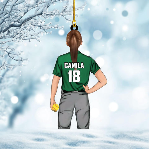 Artparel Personalized Softball Ornament Christmas Tree Decoration Custom Softball Christmas Ornament 2D Shape Flat Softball Lover Gifts Beginner Softball Players Ornament Gift (Softball 6)