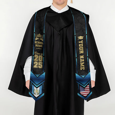 Pretyprints Custom Guatemalan Graduation Sash Custom Guatemalan American Flag Graduation Sash 2025 Guatemala Graduation Stole