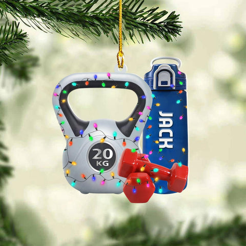 AOVL Personalized Weight Plate Ornament Weight Ornament Fitness Gift for Gym Ornament Merry Liftmas Christmas Hanging Ornaments Weight Plates Ceramic Ornament (DF2)