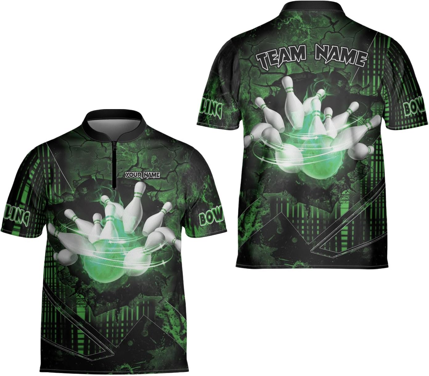 Custom Bowling Jerseys for Men Women Personalized Team Name Quarter Zip 3D Apparel Customized Bowling Jersey Shirts Unisex