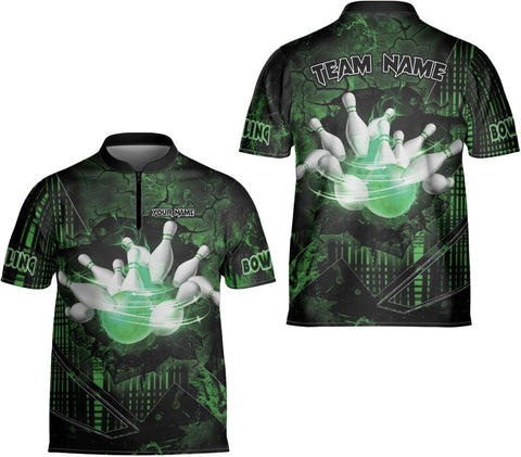 Custom Bowling Jerseys for Men Women Personalized Team Name Quarter Zip 3D Apparel Customized Bowling Jersey Shirts Unisex