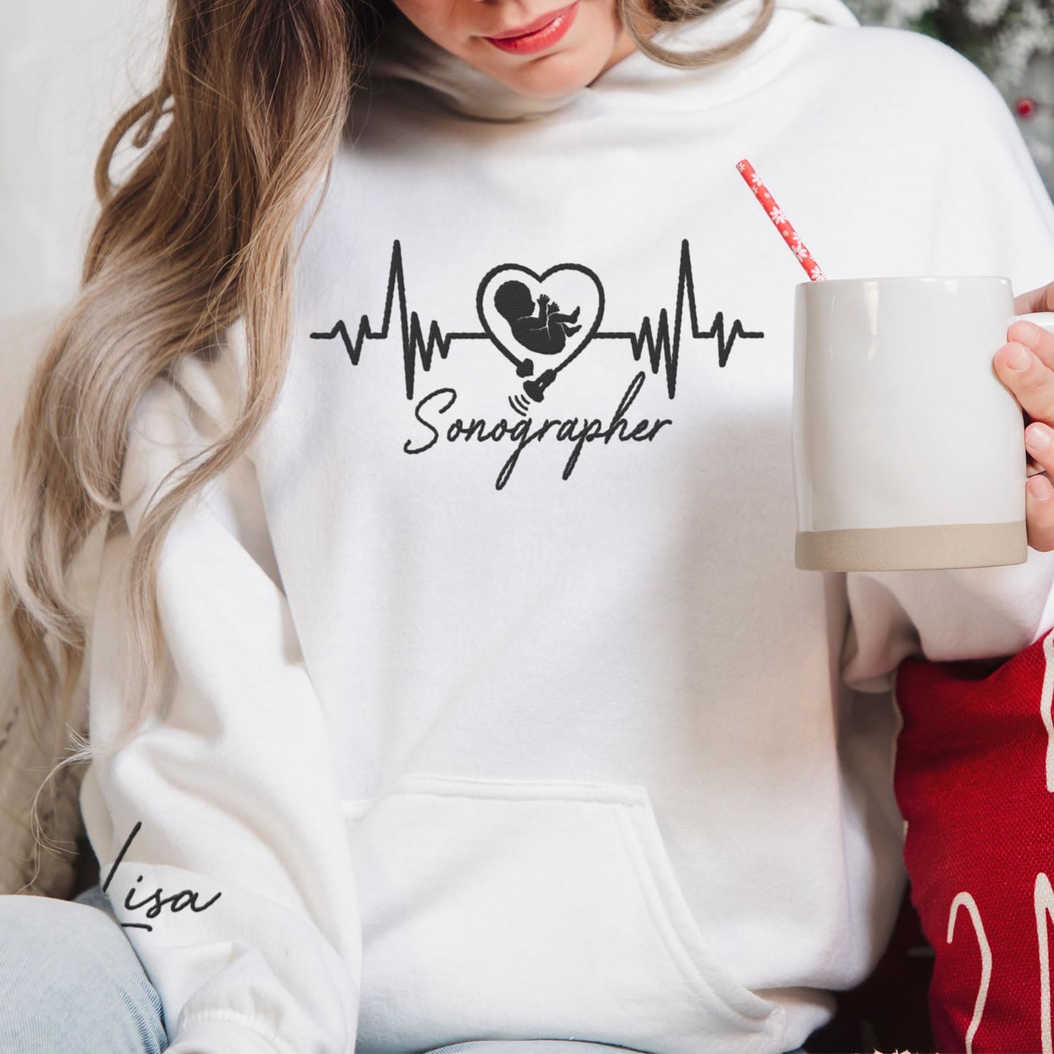 Custom Sonographer Embroidered Sweatshirt Ultrasound Tech Gifts For Women Sonography Technician Graduation Gift Sonographers