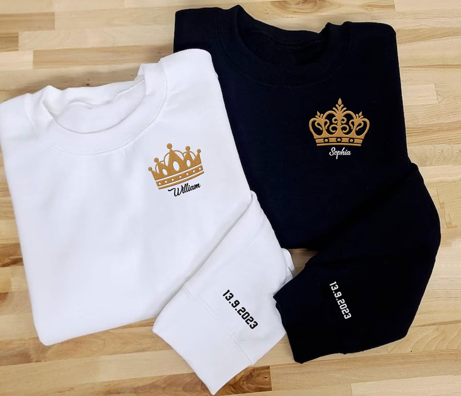 Leeprints Personalized Couple Embroidered Sweatshirt, Roman Numeral Anniversary For Couples Matching Gifts With Initial Heart