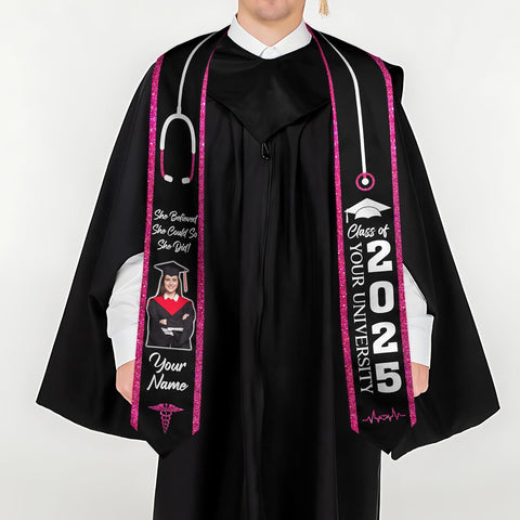 Pretyprints Custom Nurse Sash Graduation, RN Graduation Stole Gifts for Friends Nursing Student Senior Class Of 2025