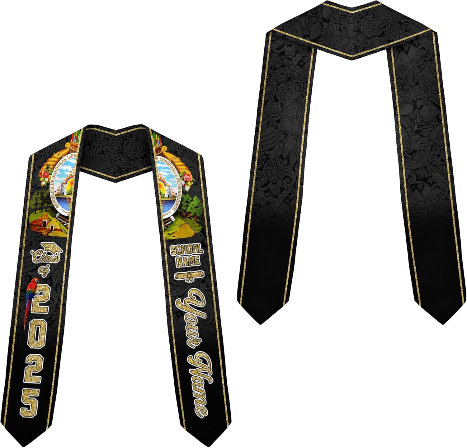 Pretyprints Honduran Graduation Sash, Custom Honduran American Flag Graduation Sash 2025, Honduras Graduation Stole