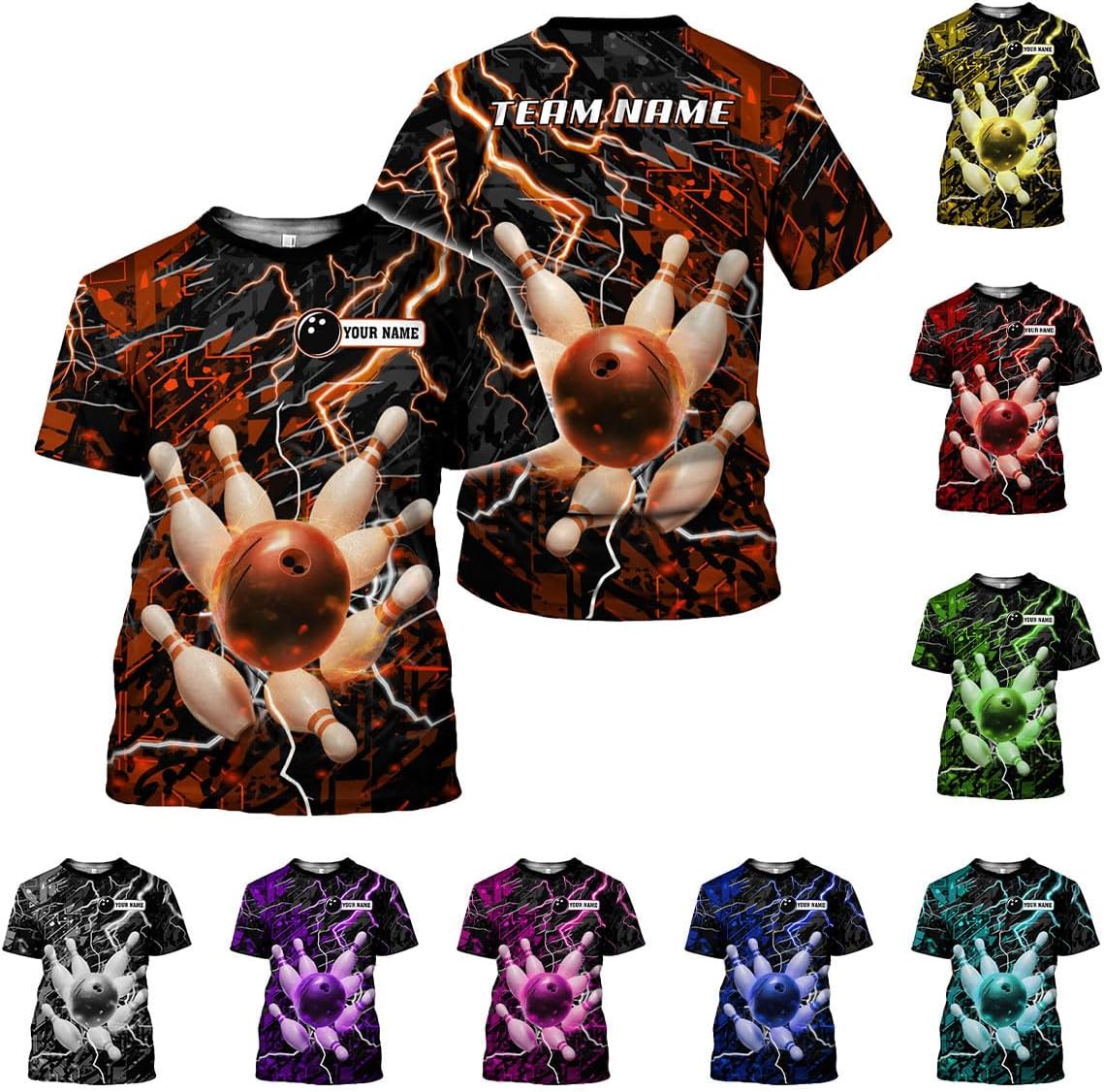 Rivelus Personalized Name Bowling Shirts for Men and Women 3D, Bowling Shirts for Team Bowling, Bowling Shirts Gift