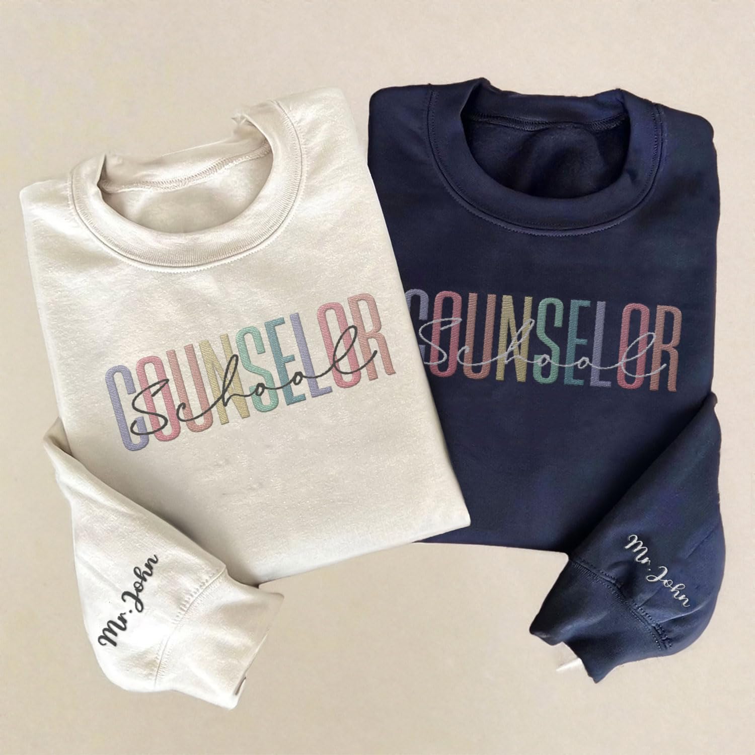 Custom Counselor Embroidered Sweatshirt Retro First Day of School Gift Her Historical Black Casual Long Sleeve Pullover Women