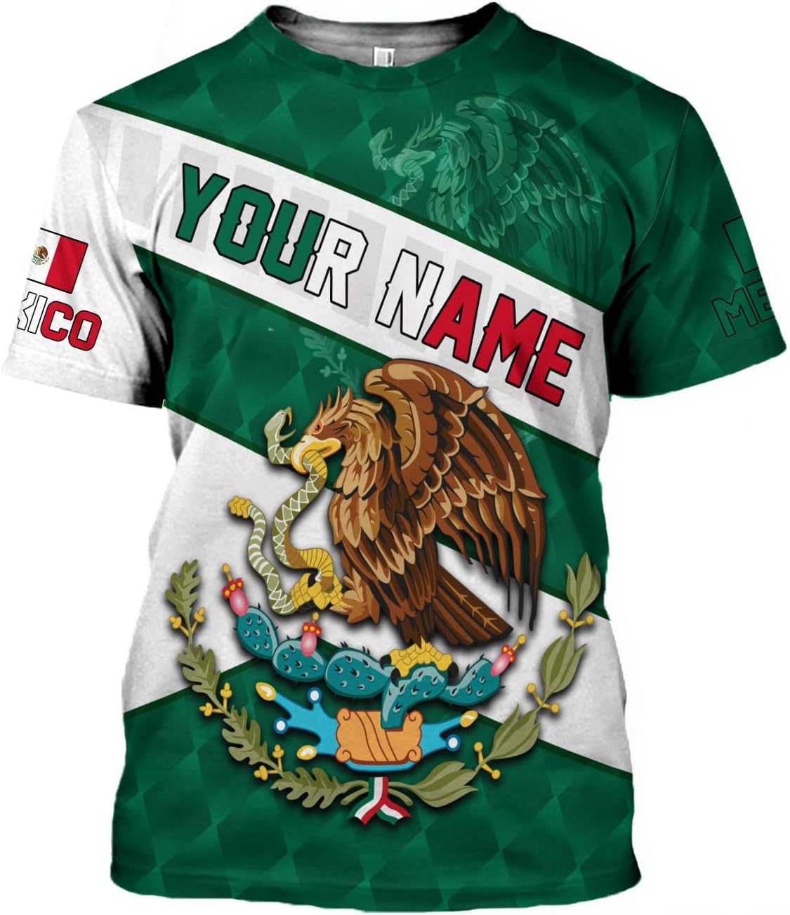Mostefy Personalized Name Mexican Shirts 3D Customized Mexico Shirt US Flag, Mexican Shirts for Women Unisex