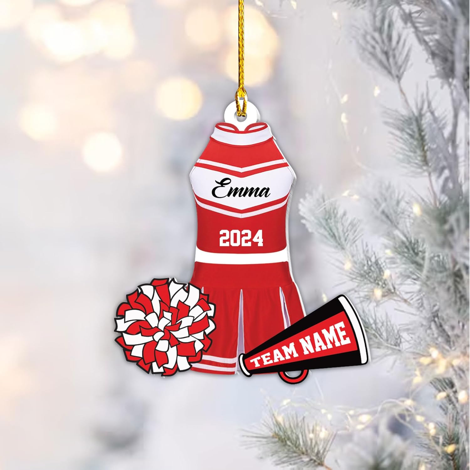 Suseaz Personalized Cheerleader Ornament 2024, Cheerleader Christmas Ornaments, Cheer Christmas Ornament, Cheerleading Ornament 2024, Cheer Ornaments for Christmas Tree (Acrylic, Cheer1)