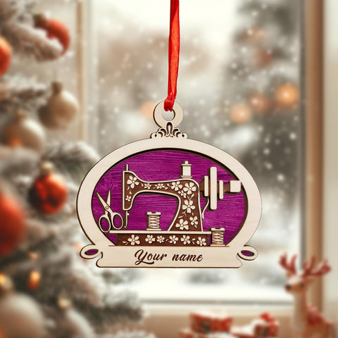 Personalized Sewing Machine Christmas Ornament 2024, Sewing Acrylic 2D Ornament, Sewing Flower Machine Shaped Ornament, Sew & Stitch Sewing Machine Christmas Ornament (NSew 3)
