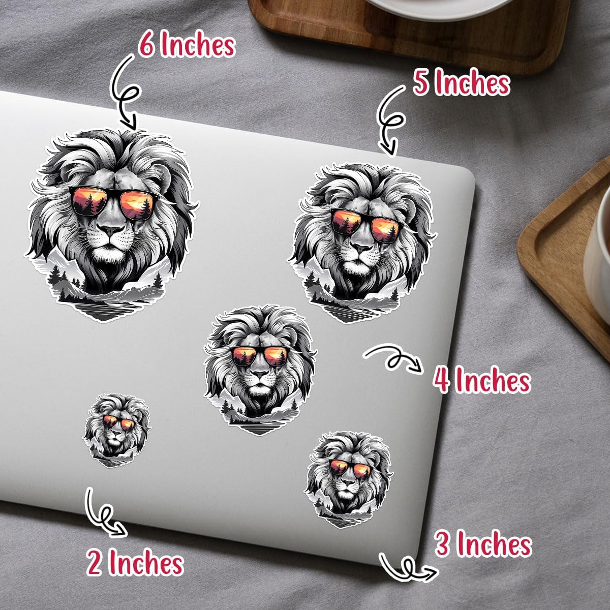 3Pcs Cool Lion with Sunglasses Sticker, Lion Face Bumper Sticker, Lion Head Stickers, Animals Vinyl Sticker Decal, Funny Leo Sticker - Sticker for Laptop Water Bottle Phone Hard Hat 3" (Lion 2)