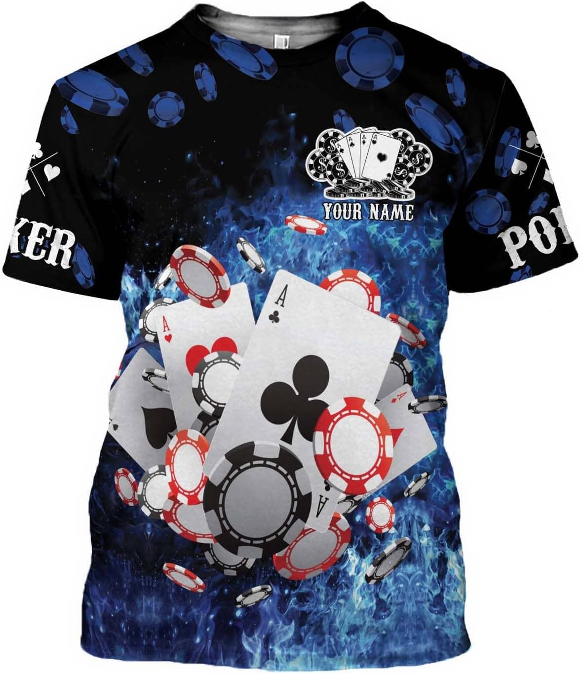 Personalized Poker Shirt, Poker Player Shirt, Funny Casino Poker Pattern 3D Over Print, Unisex Poker Tshirt Men Women