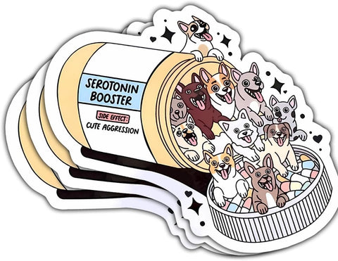 3PCS Serotonin Booster Cats 3" Sticker, Mental Health Sticker, Emotional Support, Anxiety Stickers, Cat Lady Stickers for Laptop Water Bottle