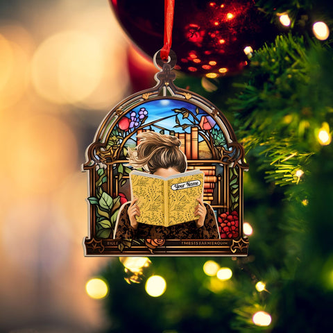 MAPrints Personalized Book Lovers Heart Ornament, Reading Book Xmas Suncatcher Ornament 2024, Bookshelf Ornament Gift for Her Librarian 2D Flat Printed Wood Book Lovers Ornament (Book 6)