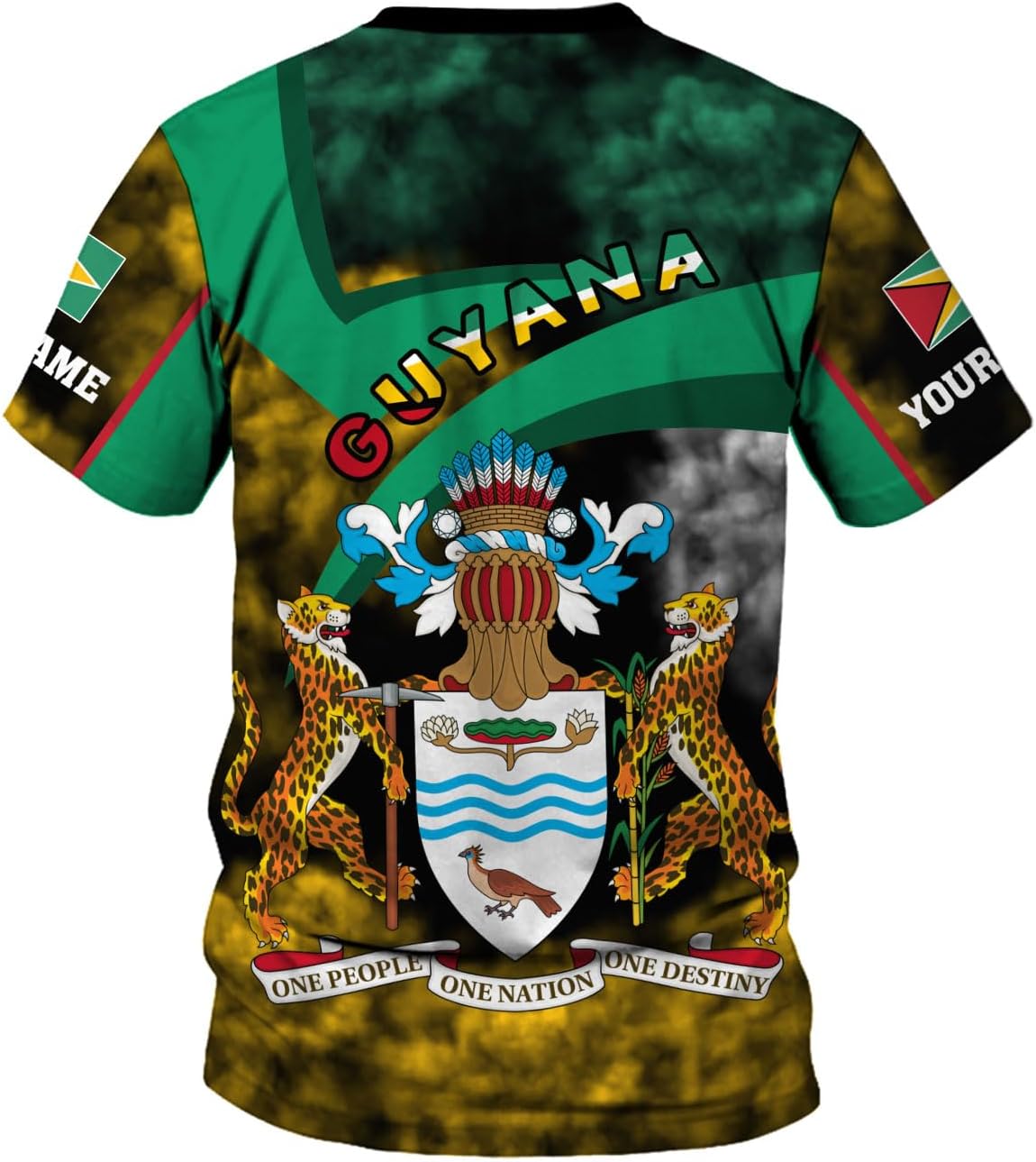 Rivelus Personalized Name 3D Shirt, Guyana Tshirt for Men Women, Guyanese Flag Pride Shirts, Guyana Gift S-5XL