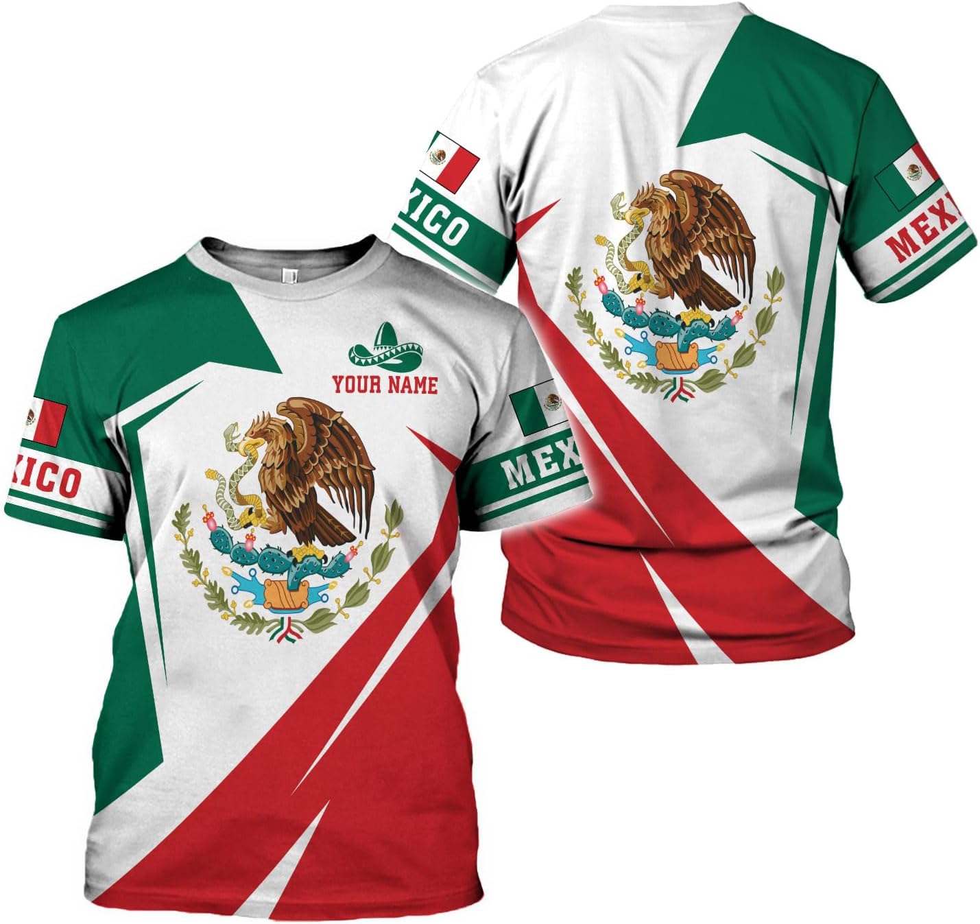 RoyalBro Personalized Mexico Shirts, Camisas De Mexico, Mexico Shirts for Men, Mexican Flag Jersey Shirt Mexico 3D Shirt