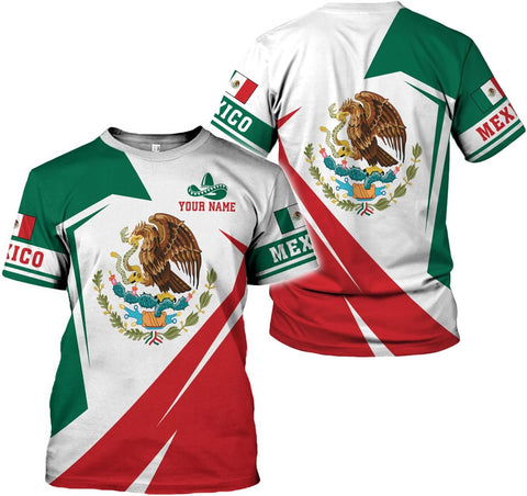 RoyalBro Personalized Mexico Shirts, Camisas De Mexico, Mexico Shirts for Men, Mexican Flag Jersey Shirt Mexico 3D Shirt