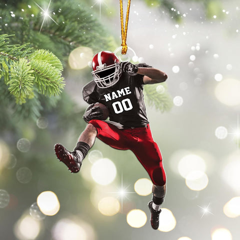 Artparel Personalized Football Ornament Customized Football Christmas Ornaments Football Ornament Christmas Hanging Décor Gift for Football Fans Football Gifts Gift for Football (FBH 4)