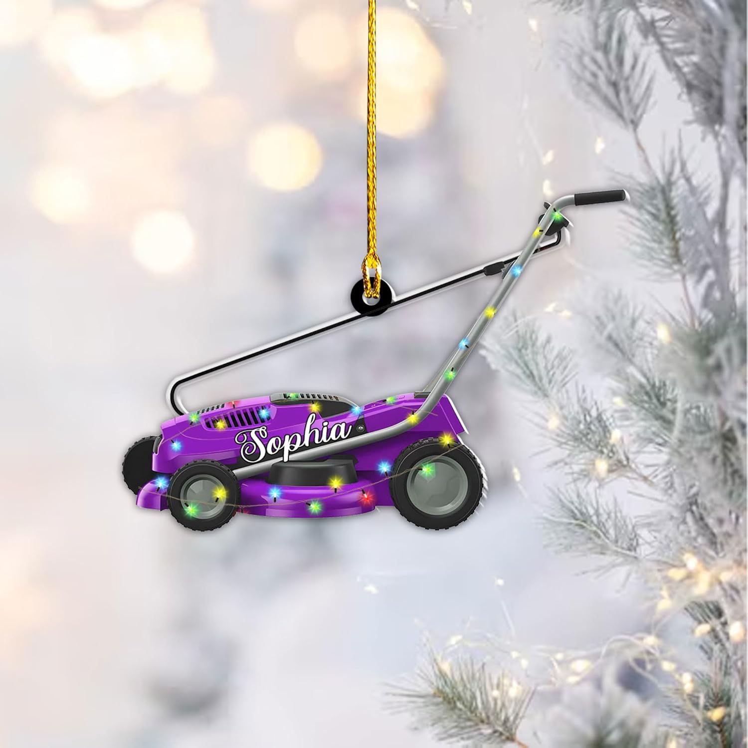 Personalized Lawn Mowers Christmas Ornaments 2024, Push Mower Ornament, Lawnmower Acrylic Wood 2D Flat Ornaments, Riding Lawn Mower Christmas Tree Decorations, Large Lawn Ornaments for Xmas (GLM 3)