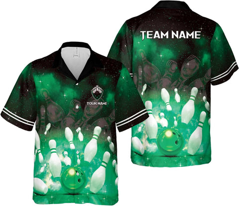 Artparel Personalized Bowling Hawaiian Shirt 3D Bowling Hawaiian Gifts Men Bowling Button-Down Short Sleeve Hawaiian Shirt