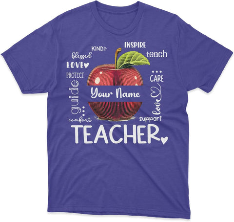 Personalized Teacher Shirts for Women Men, Teacher Tshirts Teach Shirts Teacher T-Shirts Rainbow Teacher T Shirt (TS61)