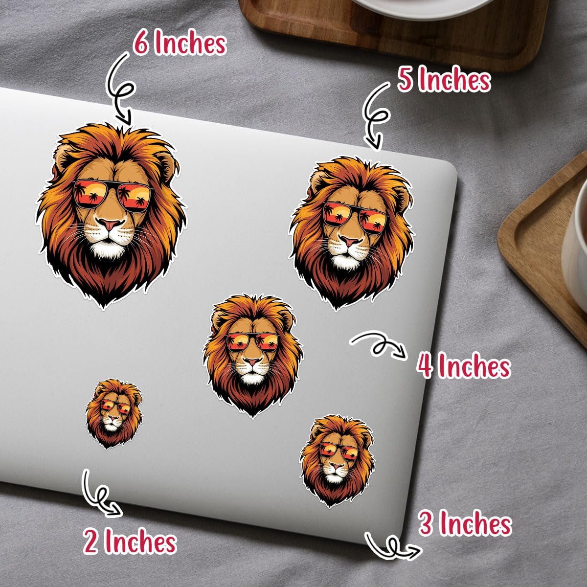 3Pcs Cool Lion with Sunglasses Sticker, Lion Face Bumper Sticker, Lion Head Stickers, Animals Vinyl Sticker Decal, Funny Leo Sticker - Sticker for Laptop Water Bottle Phone Hard Hat 3" (Lion 1)