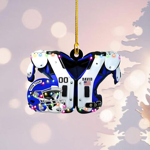 Personalized Football Shoulder Pads Light Ornament Football Ornaments Football Gift Xmas Custom Shaped Helmet Print Flat Two Sided Mica Plastic for Families (FB 7)