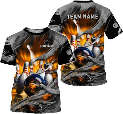 Rivelus Personalized Name Bowling Shirts for Men and Women 3D, Bowling Shirts for Team Bowling, Bowling Shirts Gift