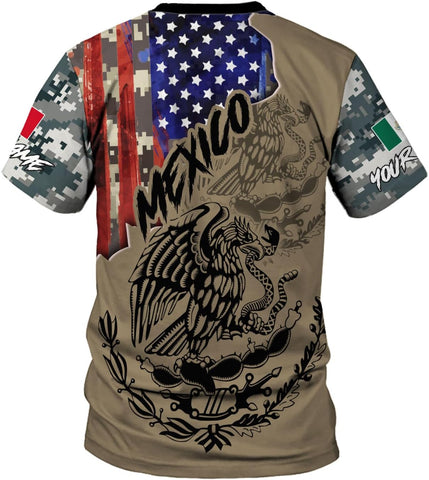 Mostprints Personalized Name Mexican Shirts 3D Customized Mexico Shirt US Flag, Mexican Shirts for women Unisex