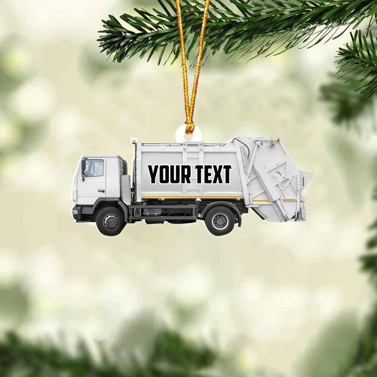 AOVL Personalized Garbage Truck Ornament 2024 Green Garbage Truck Ornament Green Garbage Truck Christmas Ornament 2024 Trash Truck Ornament Xmas Custom Garbage Truck Hanging Christmas Ornament (GT2)