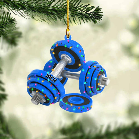 AOVL Personalized Weight Plate Ornament Weight Ornament Fitness Gift for Gym Ornament Merry Liftmas Christmas Hanging Ornaments Weight Plates Ceramic Ornament (DF1)